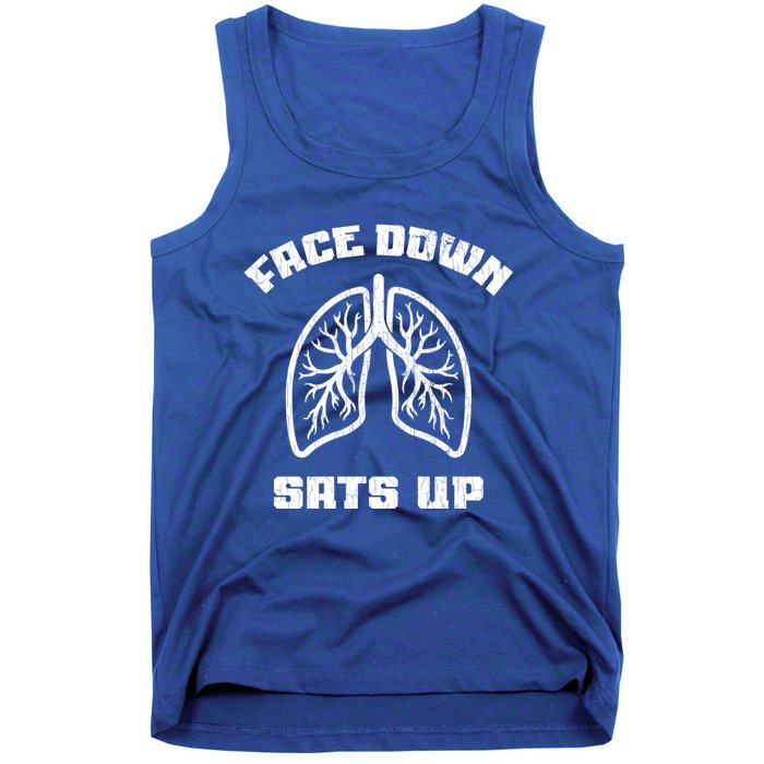 Face Down Sats Up Funny Healthcare Worker Nurses Graphic Cool Gift Tank Top