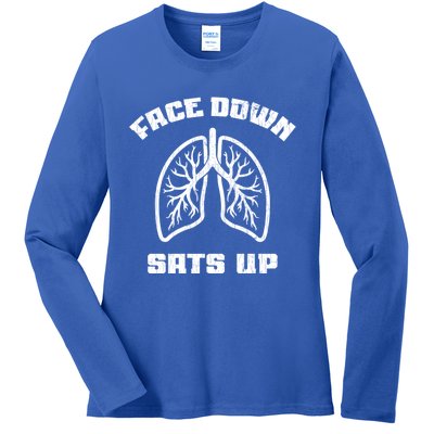 Face Down Sats Up Funny Healthcare Worker Nurses Graphic Cool Gift Ladies Long Sleeve Shirt