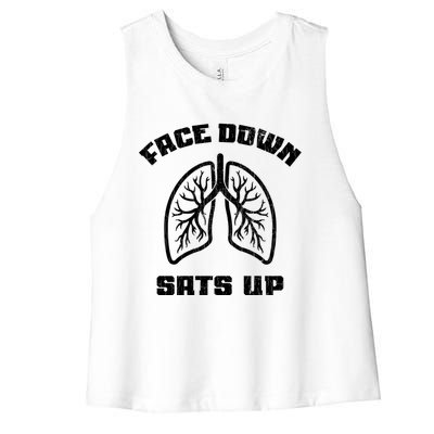 Face Down Sats Up Funny Healthcare Worker Nurses Graphic Cool Gift Women's Racerback Cropped Tank