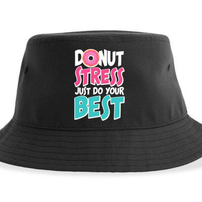 Funny Donut Stress Just Do Your Best School Testing Sustainable Bucket Hat
