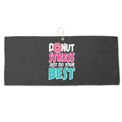 Funny Donut Stress Just Do Your Best School Testing Large Microfiber Waffle Golf Towel