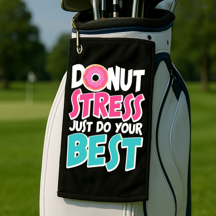 Funny Donut Stress Just Do Your Best School Testing Golf Towel