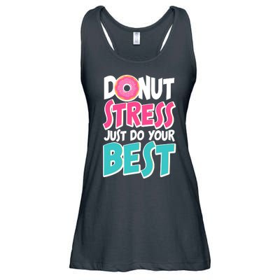 Funny Donut Stress Just Do Your Best School Testing Ladies Essential Flowy Tank