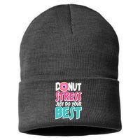 Funny Donut Stress Just Do Your Best School Testing Sustainable Knit Beanie