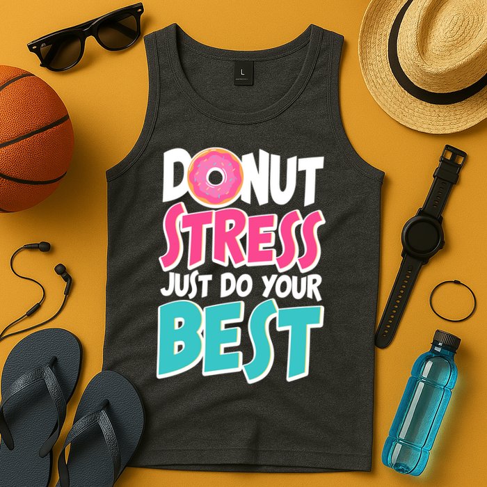 Funny Donut Stress Just Do Your Best School Testing Tank Top