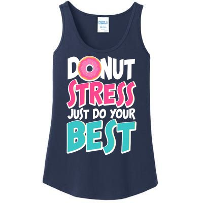 Funny Donut Stress Just Do Your Best School Testing Ladies Essential Tank