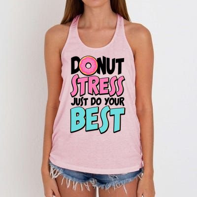 Funny Donut Stress Just Do Your Best School Testing Women's Knotted Racerback Tank