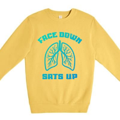 Face Down Sats Up Funny Healthcare Worker Nurses Graphic Cool Gift Premium Crewneck Sweatshirt