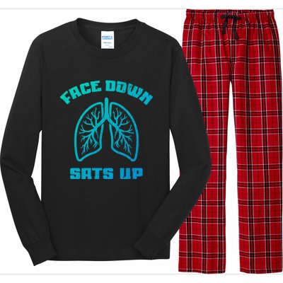 Face Down Sats Up Funny Healthcare Worker Nurses Graphic Cool Gift Long Sleeve Pajama Set