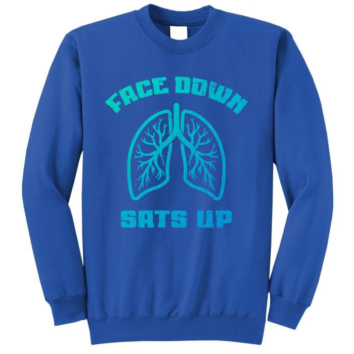 Face Down Sats Up Funny Healthcare Worker Nurses Graphic Cool Gift Sweatshirt