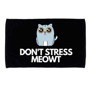 Funny Dont Stress Meowt Humorous Cat Pun Quote Gift Microfiber Hand Towel