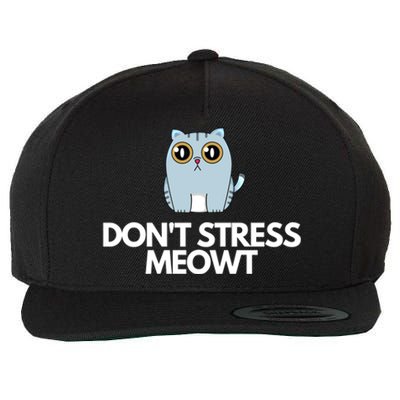 Funny Dont Stress Meowt Humorous Cat Pun Quote Gift Wool Snapback Cap