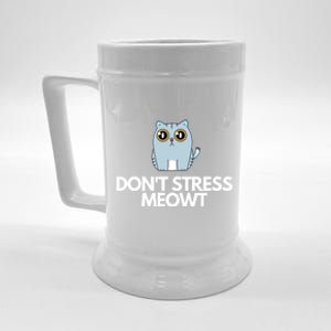 Funny Dont Stress Meowt Humorous Cat Pun Quote Gift Beer Stein