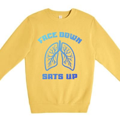 Face Down Sats Up Funny Healthcare Worker Nurses Graphic Cool Gift Premium Crewneck Sweatshirt