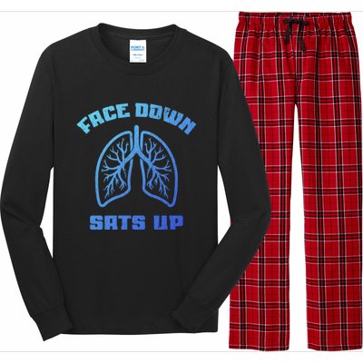 Face Down Sats Up Funny Healthcare Worker Nurses Graphic Cool Gift Long Sleeve Pajama Set