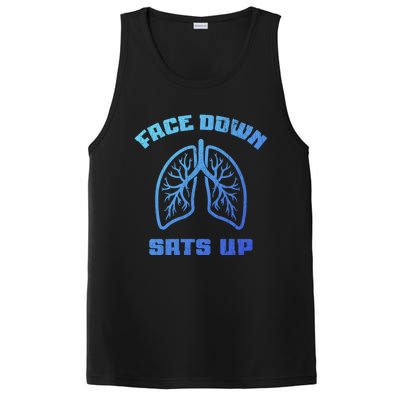 Face Down Sats Up Funny Healthcare Worker Nurses Graphic Cool Gift PosiCharge Competitor Tank