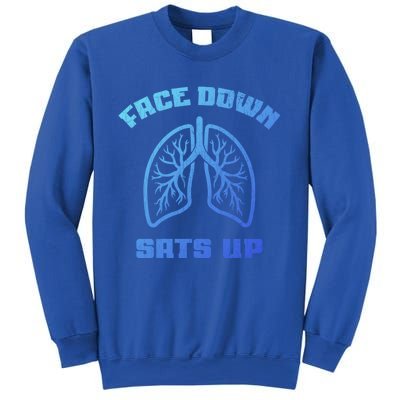 Face Down Sats Up Funny Healthcare Worker Nurses Graphic Cool Gift Sweatshirt