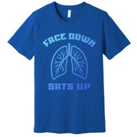 Face Down Sats Up Funny Healthcare Worker Nurses Graphic Cool Gift Premium T-Shirt