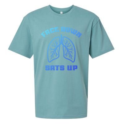 Face Down Sats Up Funny Healthcare Worker Nurses Graphic Cool Gift Sueded Cloud Jersey T-Shirt