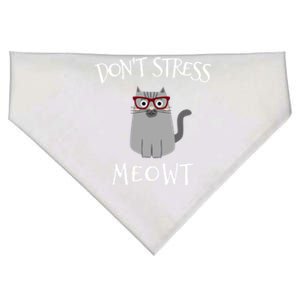 Funny Dont Stress Meowt Cat In Glasses Cat Lover Gift USA-Made Doggie Bandana