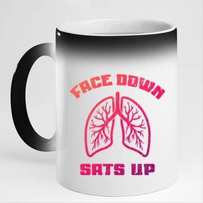 Face Down Sats Up Funny Healthcare Worker Nurses Graphic Cool Gift 11oz Black Color Changing Mug