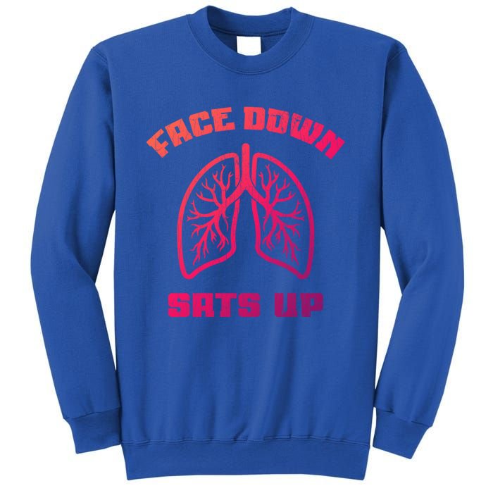 Face Down Sats Up Funny Healthcare Worker Nurses Graphic Cool Gift Sweatshirt