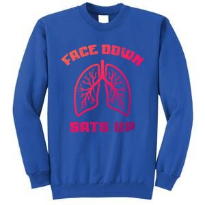 Face Down Sats Up Funny Healthcare Worker Nurses Graphic Cool Gift Tall Sweatshirt