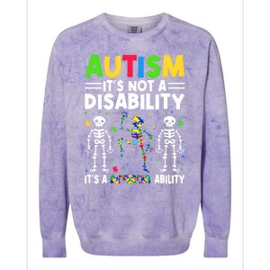 Funny Dabbing Skeleton Autism ItS A Different Ability Funny Gift Great Gift Colorblast Crewneck Sweatshirt