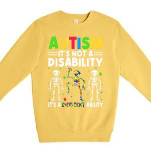 Funny Dabbing Skeleton Autism ItS A Different Ability Funny Gift Great Gift Premium Crewneck Sweatshirt