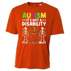 Funny Dabbing Skeleton Autism ItS A Different Ability Funny Gift Great Gift Cooling Performance Crew T-Shirt