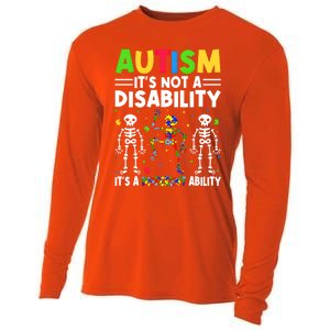 Funny Dabbing Skeleton Autism ItS A Different Ability Funny Gift Great Gift Cooling Performance Long Sleeve Crew