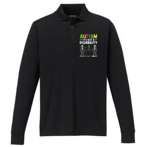 Funny Dabbing Skeleton Autism ItS A Different Ability Funny Gift Great Gift Performance Long Sleeve Polo