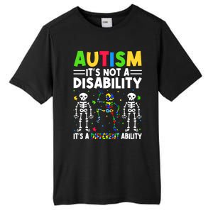 Funny Dabbing Skeleton Autism ItS A Different Ability Funny Gift Great Gift Tall Fusion ChromaSoft Performance T-Shirt