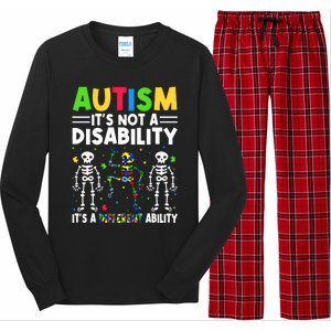 Funny Dabbing Skeleton Autism ItS A Different Ability Funny Gift Great Gift Long Sleeve Pajama Set