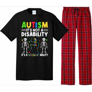 Funny Dabbing Skeleton Autism ItS A Different Ability Funny Gift Great Gift Pajama Set