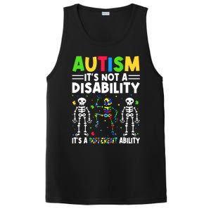 Funny Dabbing Skeleton Autism ItS A Different Ability Funny Gift Great Gift PosiCharge Competitor Tank