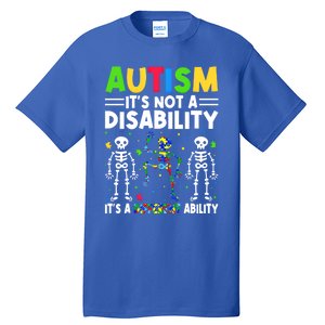 Funny Dabbing Skeleton Autism ItS A Different Ability Funny Gift Great Gift Tall T-Shirt