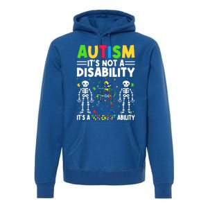 Funny Dabbing Skeleton Autism ItS A Different Ability Funny Gift Great Gift Premium Hoodie