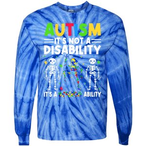 Funny Dabbing Skeleton Autism ItS A Different Ability Funny Gift Great Gift Tie-Dye Long Sleeve Shirt