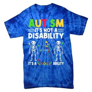 Funny Dabbing Skeleton Autism ItS A Different Ability Funny Gift Great Gift Tie-Dye T-Shirt