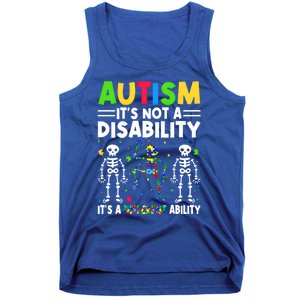 Funny Dabbing Skeleton Autism ItS A Different Ability Funny Gift Great Gift Tank Top