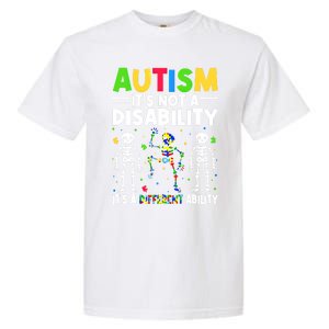 Funny Dabbing Skeleton Autism ItS A Different Ability Funny Gift Great Gift Garment-Dyed Heavyweight T-Shirt