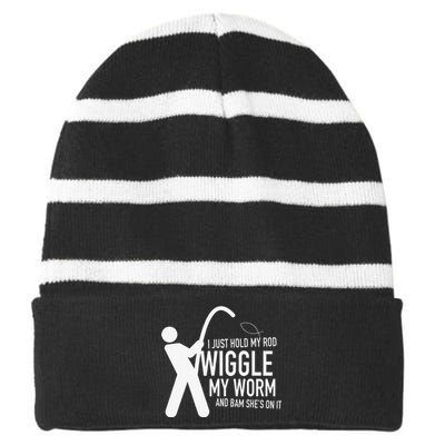 Fishing Dirty Sexual Humor Striped Beanie with Solid Band