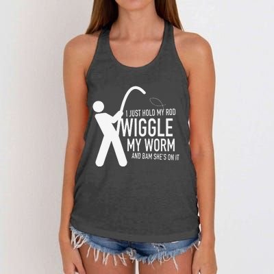 Fishing Dirty Sexual Humor Women's Knotted Racerback Tank