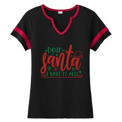 Funny Dear Santa I Want It Sarcastic Christmas Sweater Xmas Gift Ladies Halftime Notch Neck Tee