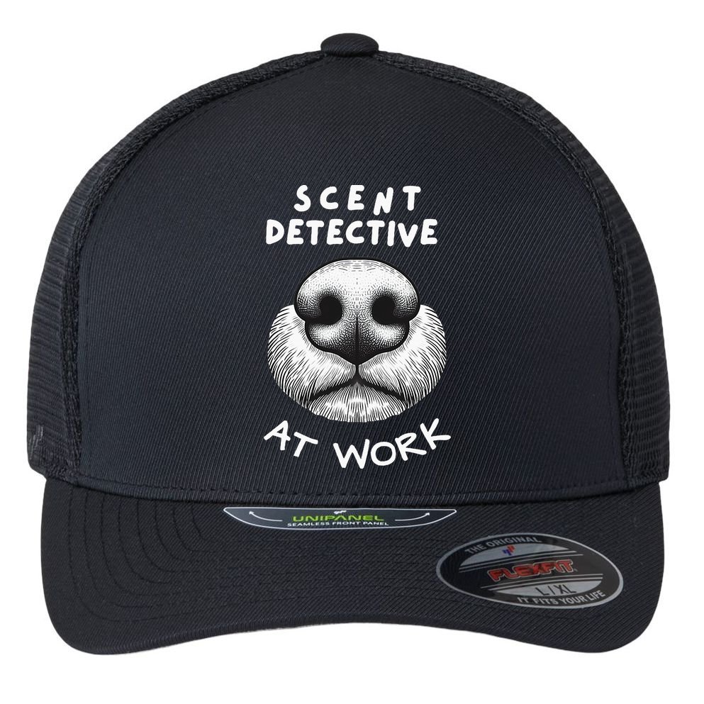 Fun Dog Scent Design Scent Detective At Work Flexfit Unipanel Trucker Cap