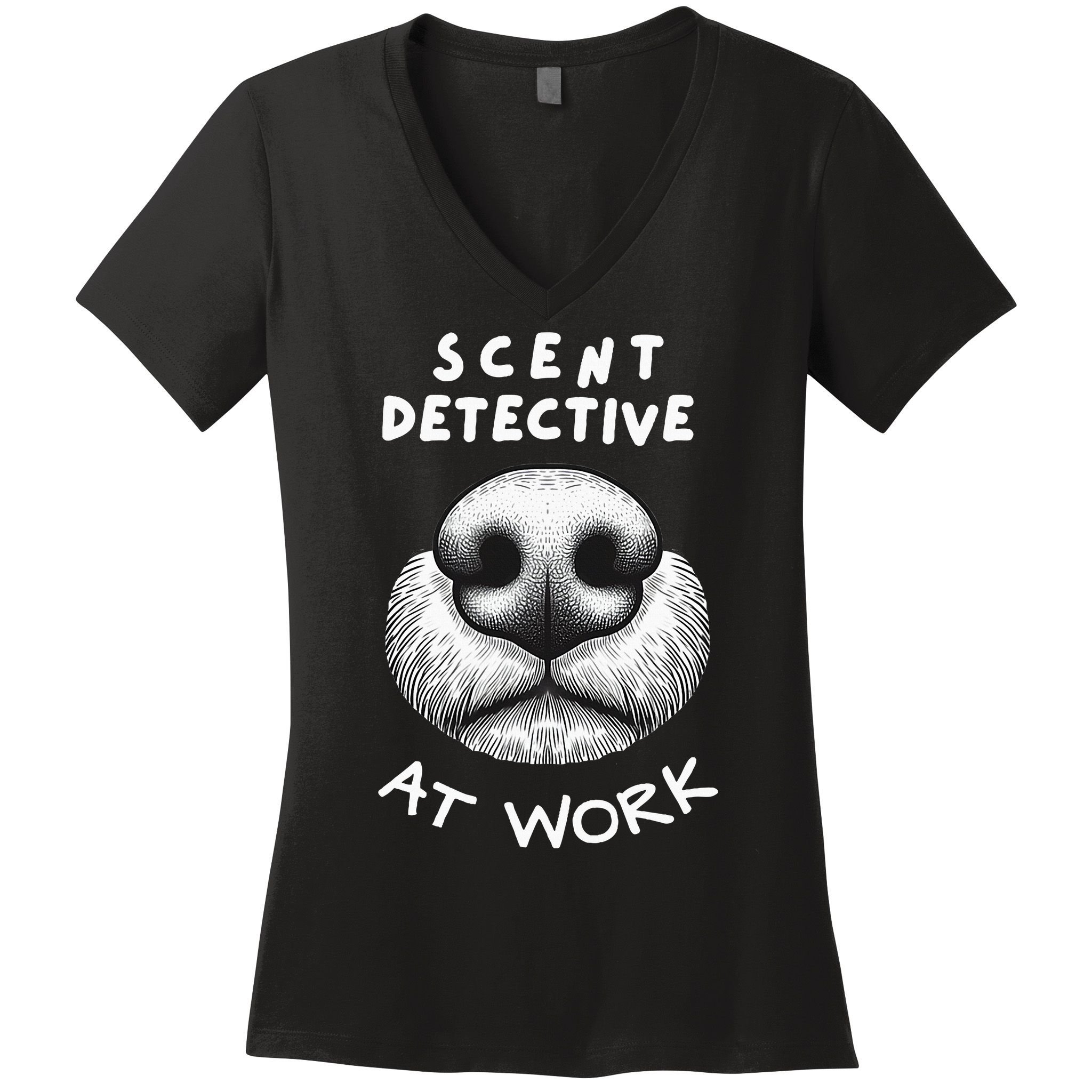Fun Dog Scent Design Scent Detective At Work Women's V-Neck T-Shirt