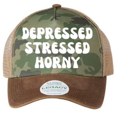 Funny Depressed Stressed Horny Legacy Tie Dye Trucker Hat