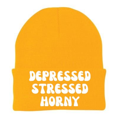 Funny Depressed Stressed Horny Knit Cap Winter Beanie