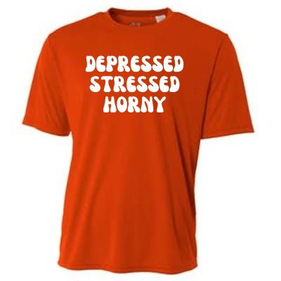 Funny Depressed Stressed Horny Cooling Performance Crew T-Shirt